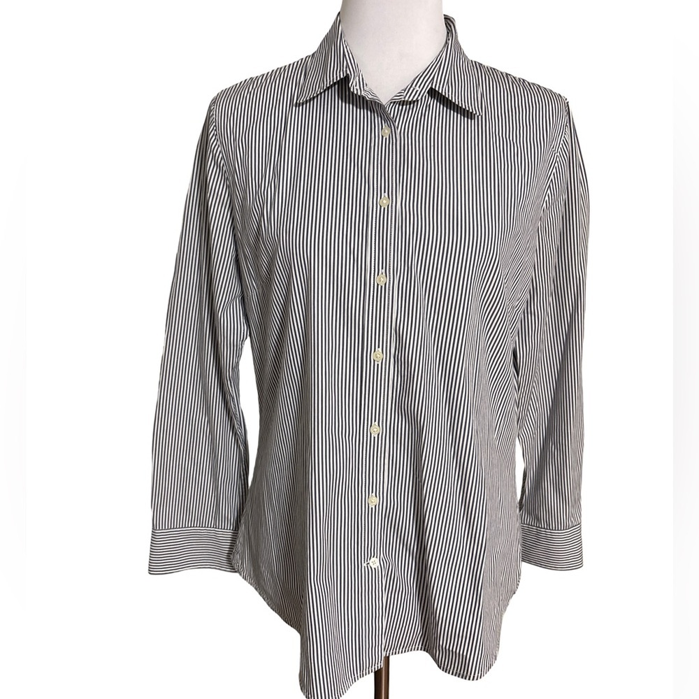 GAP Black and White Striped Blouse Women's